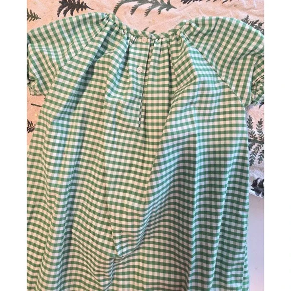 Konffetty Kids Smocked Gingham Dress Gingerbread Embroidery 4T Green Christmas - Picture 4 of 5